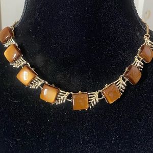 Coro Moonglow Lucite Gold Necklace